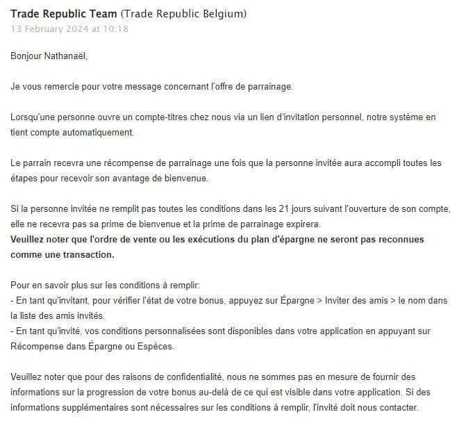 Le service client Trade Republic