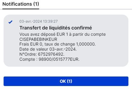 J'ai transféré un euro de mon compte bancaire vers SAXO en 1 minute chrono