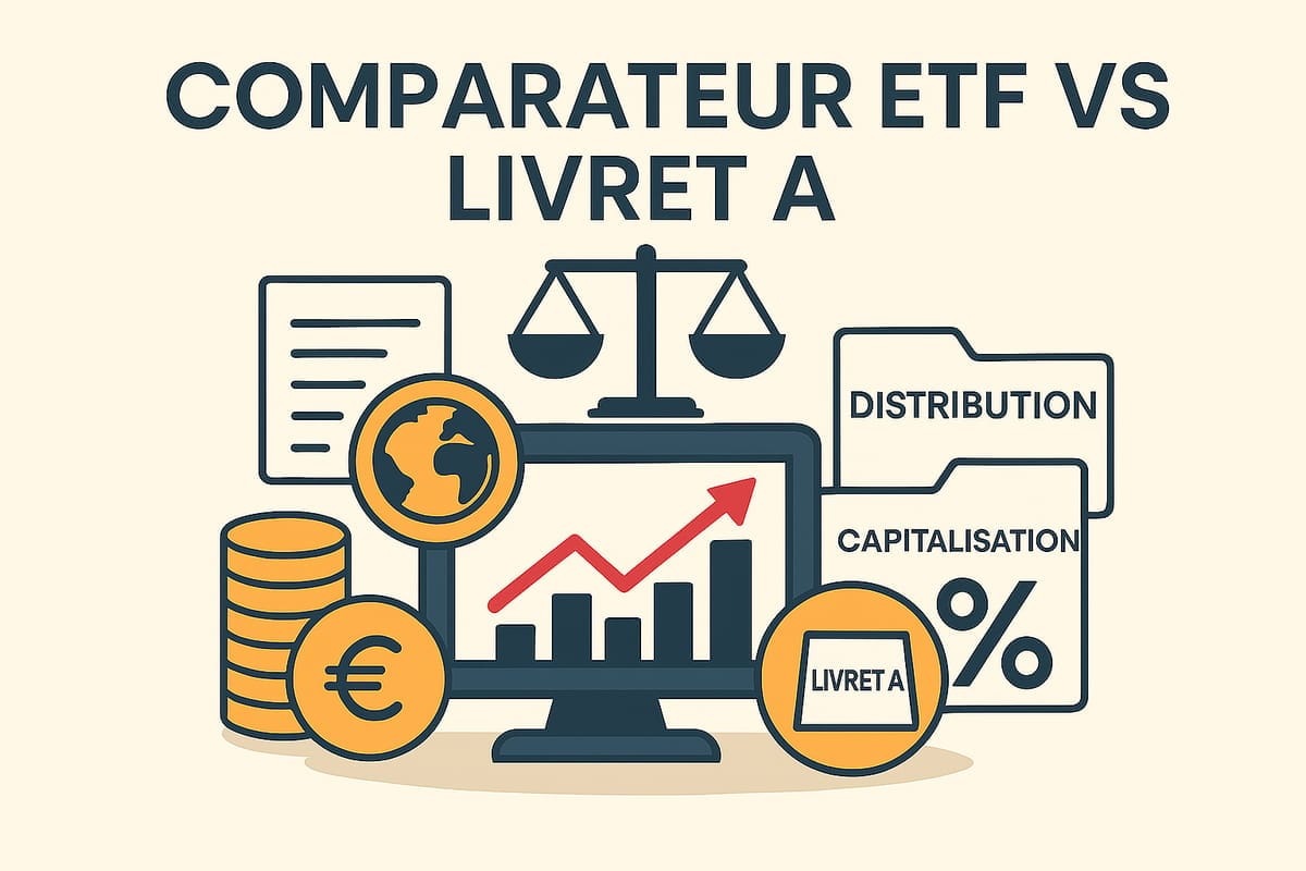 Simulateur interactif pour comparer le rendement d'un ETF Monde avec celui du Livret A.