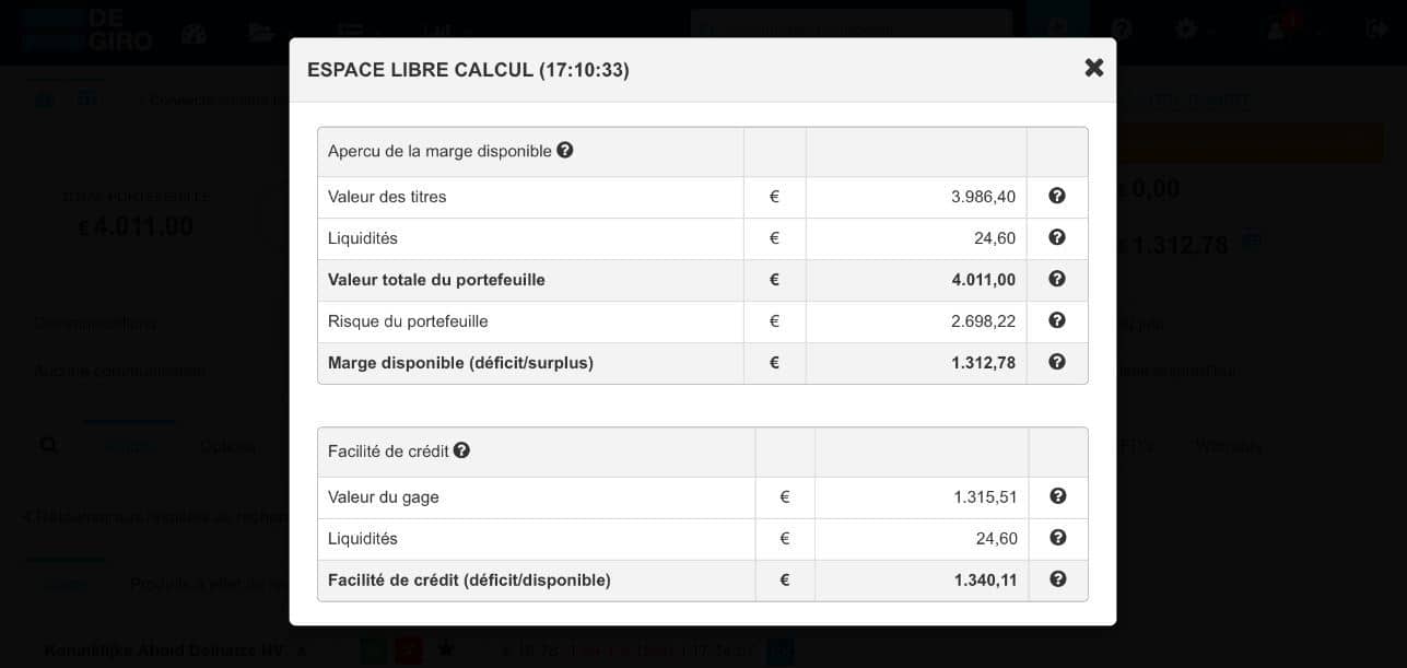 tableau du courtier Degiro