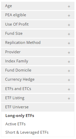 Quelques critères de sélection des ETF sur le site justetf.com